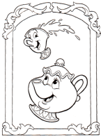A coloring page of beauty and the beast